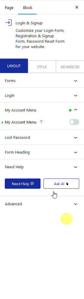 How to Add a Login and Registration From in WordPress? 6 login signup login my account menu 1