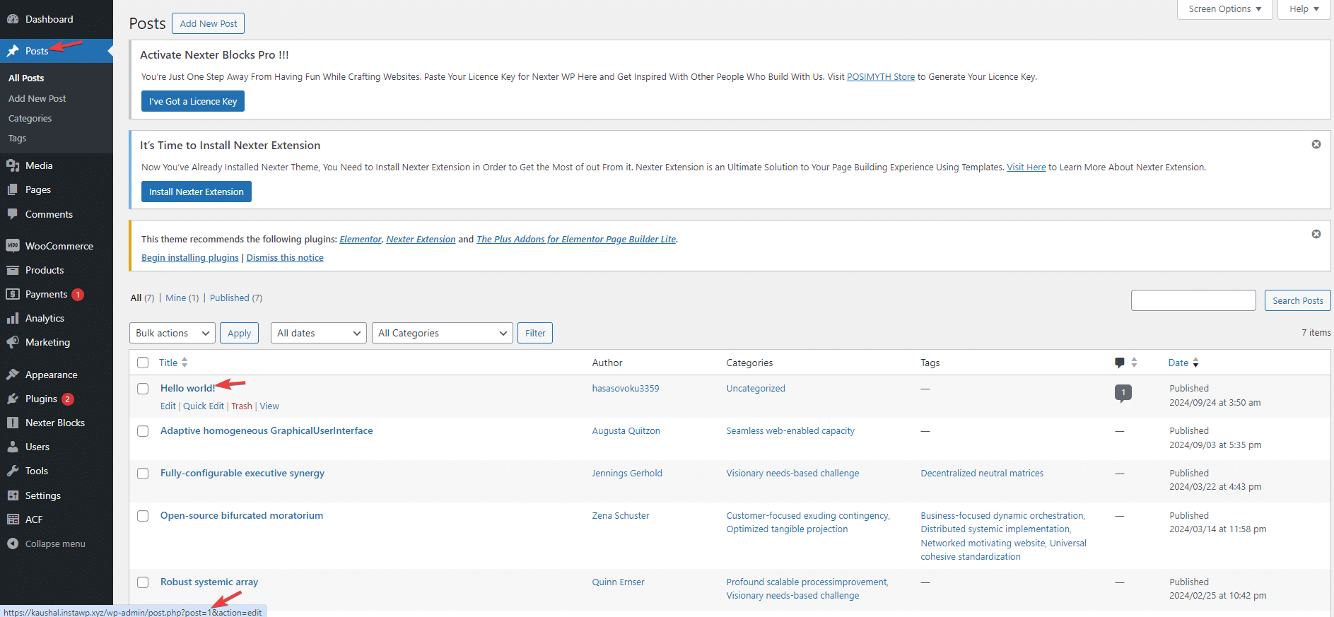How to Exclude Blog Post based on Post Id in WordPress? 2 post listing layout query dashboard posts