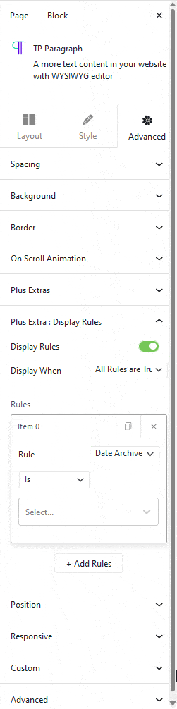 How to Set WordPress Display Conditions Based on Archive Page Content? 3 display rules date archive
