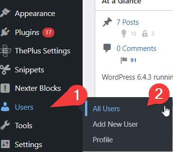 How to Disable WordPress Admin Bar for All Users Except Administrators 8 navigate to All users