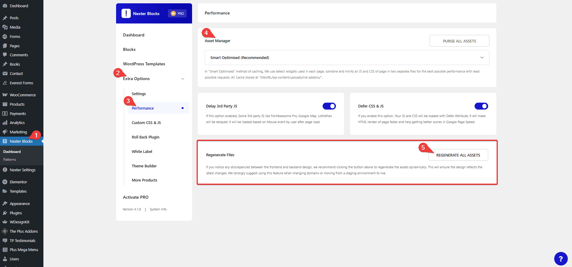 nexter blocks support handbook asset manager regenerate all assets