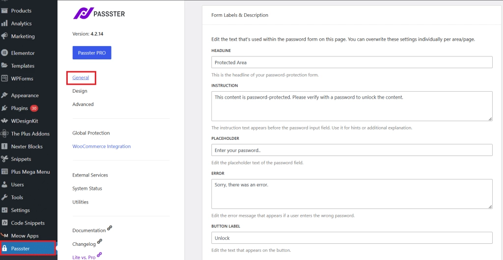 Configure the settings