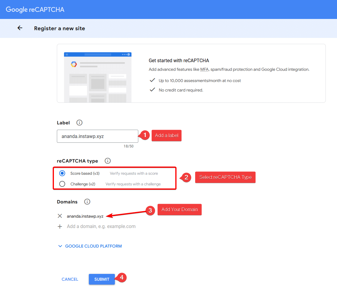 create google recaptcha