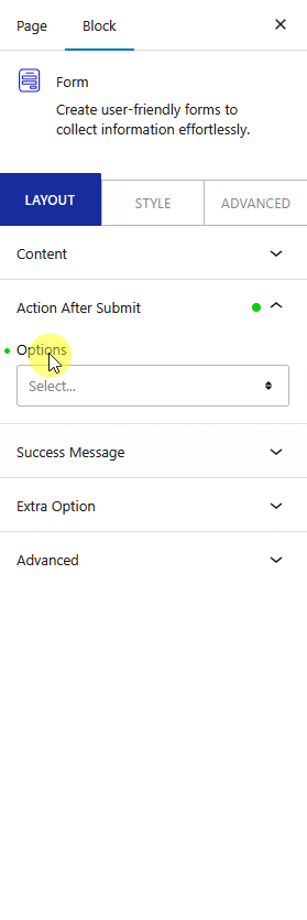 form action after submit redirect