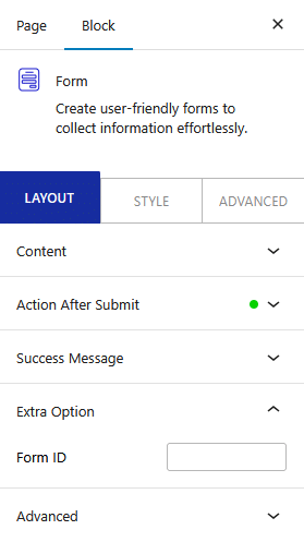 form extra option