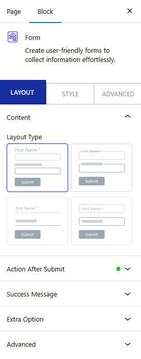 form layout type
