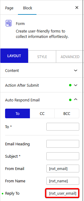 form reply to