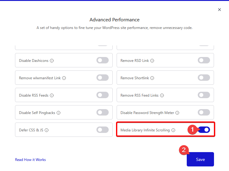 enable media library infinite scrolling
